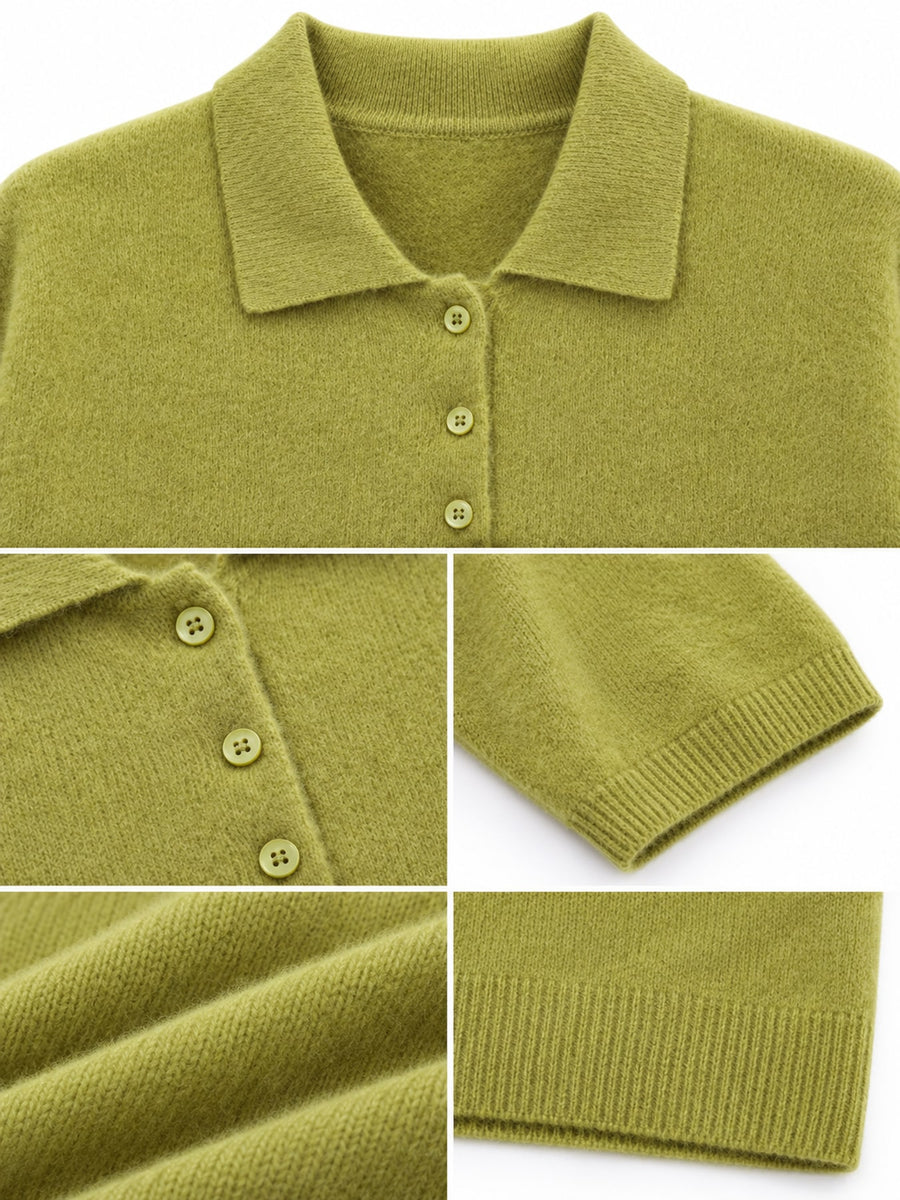 Gray polo shirt with hip-length and half-button