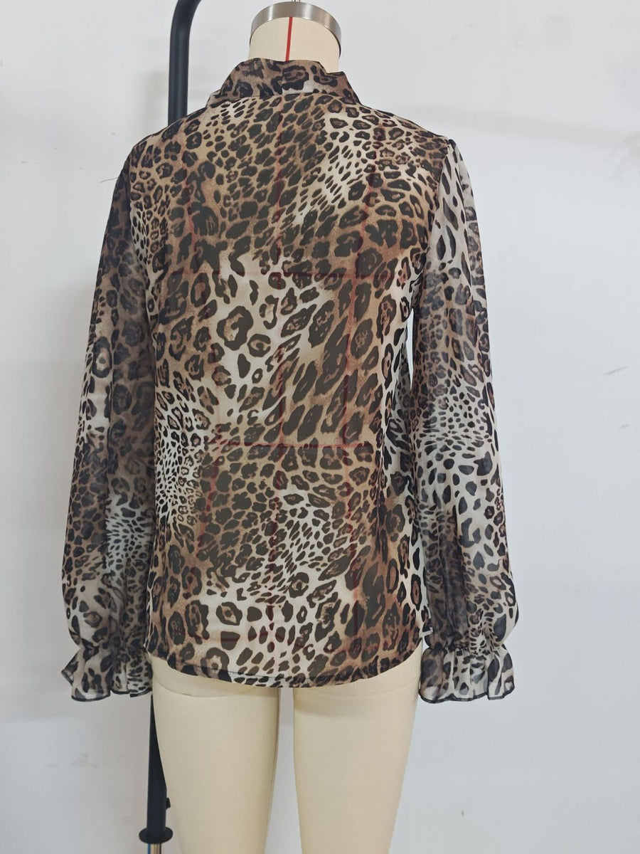 glam blouse in brown with v-neck
