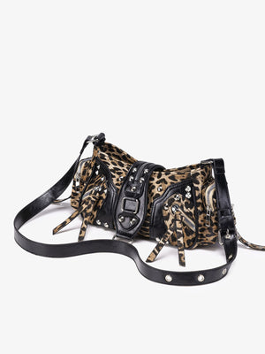 shoulder bag featuring leopard-print in tan with PU Leather Imported Size &amp texture