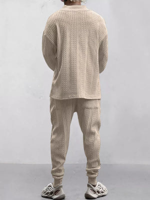 Light Gray lounge set featuring cable knit and cable knit