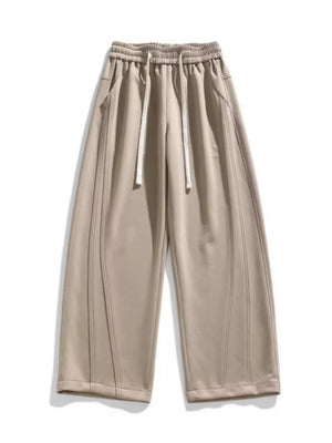 Navy Blue Men's Plus Size Loose Fit Wide Leg Casual Pants