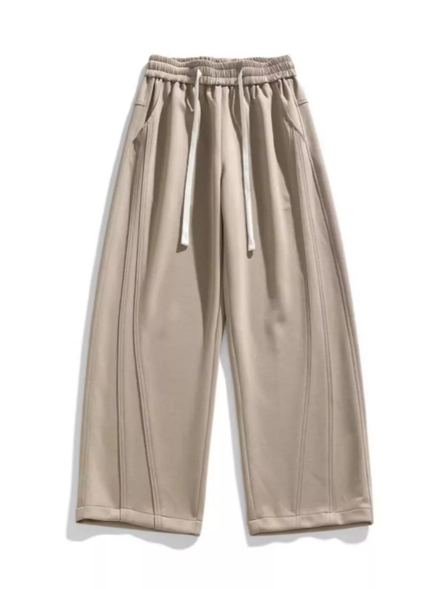 Navy Blue Men's Plus Size Loose Fit Wide Leg Casual Pants