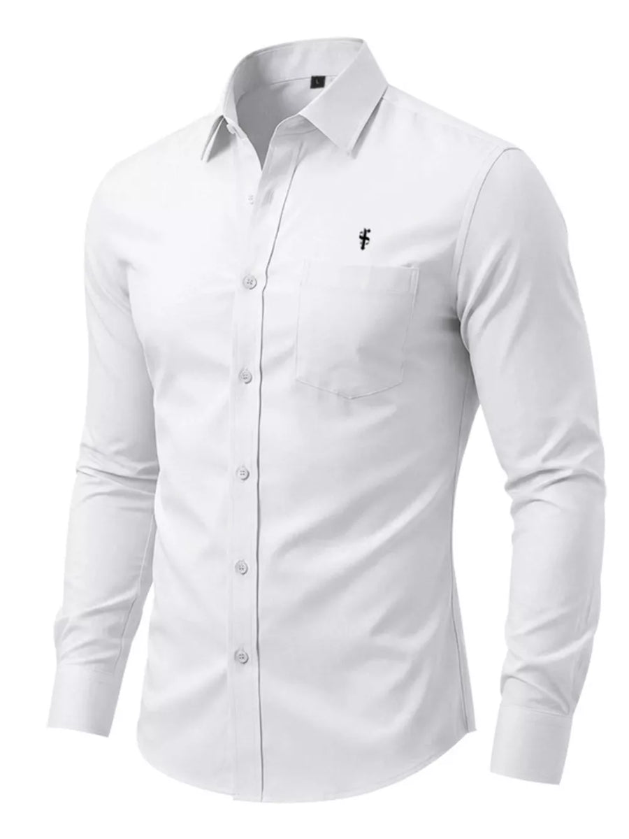 Gray Men's Slim Fit Button Up Shirt Plus Size