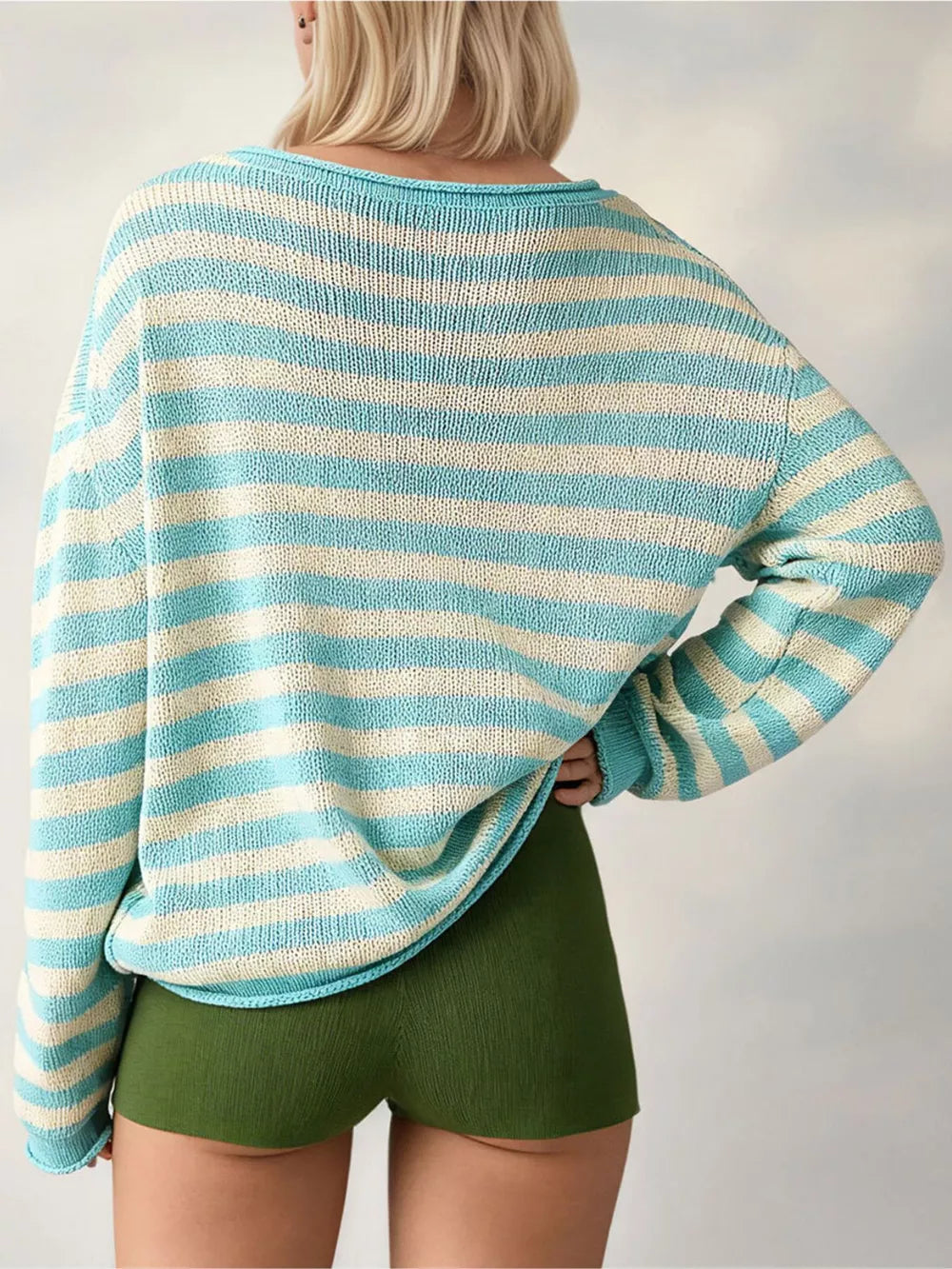 Taupe pullover sweater with hip-length and pullover