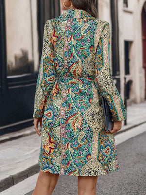 shirt dress in gold with paisley and buttoned