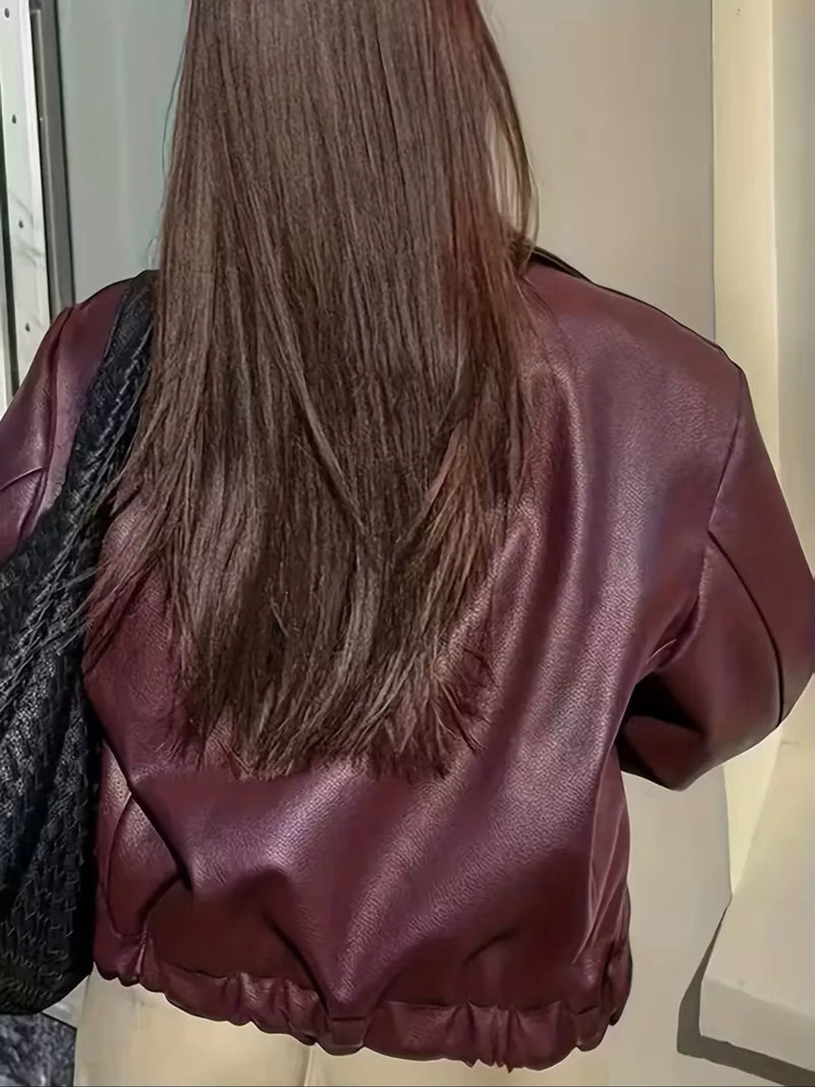 black moto jacket with not lined and long sleeve