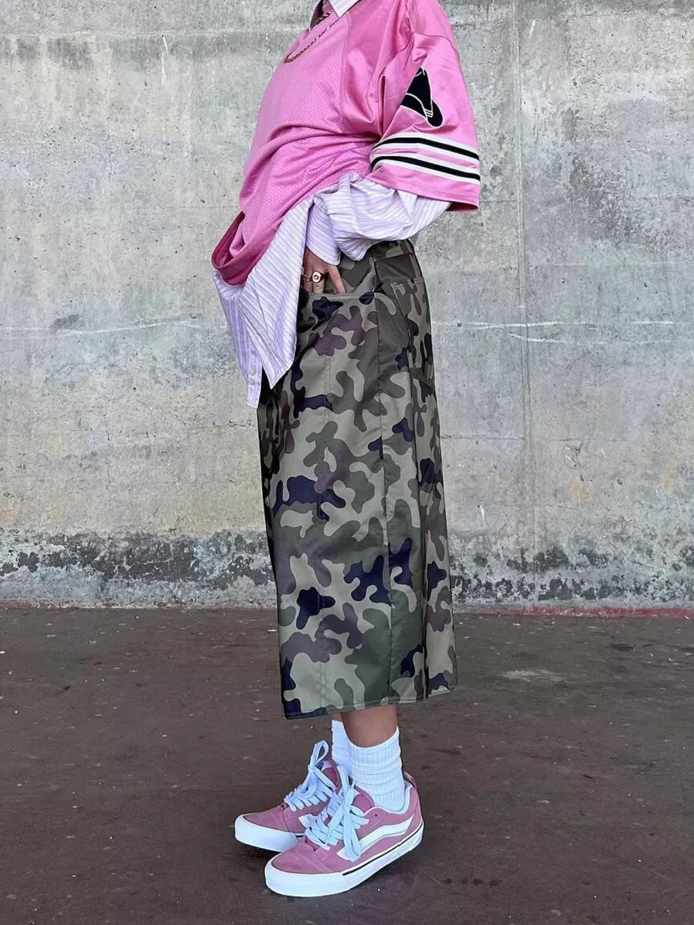 Camouflage Wide-leg Cropped Pants option 6