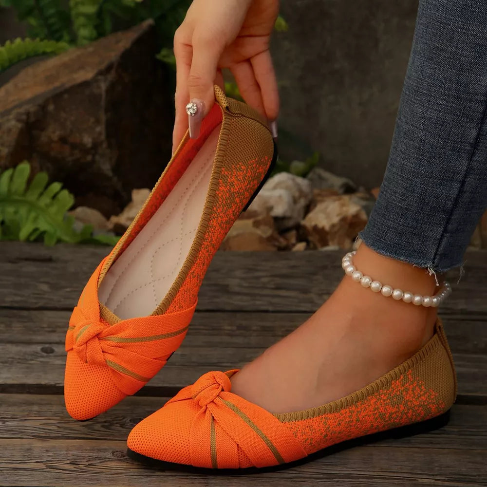 White flats with slip-on and speckled