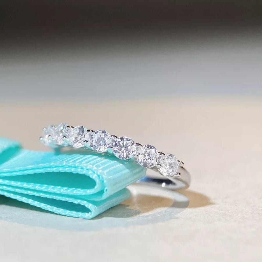 925 Sterling Silver Zircon Ring in silver with gemstone-embellished