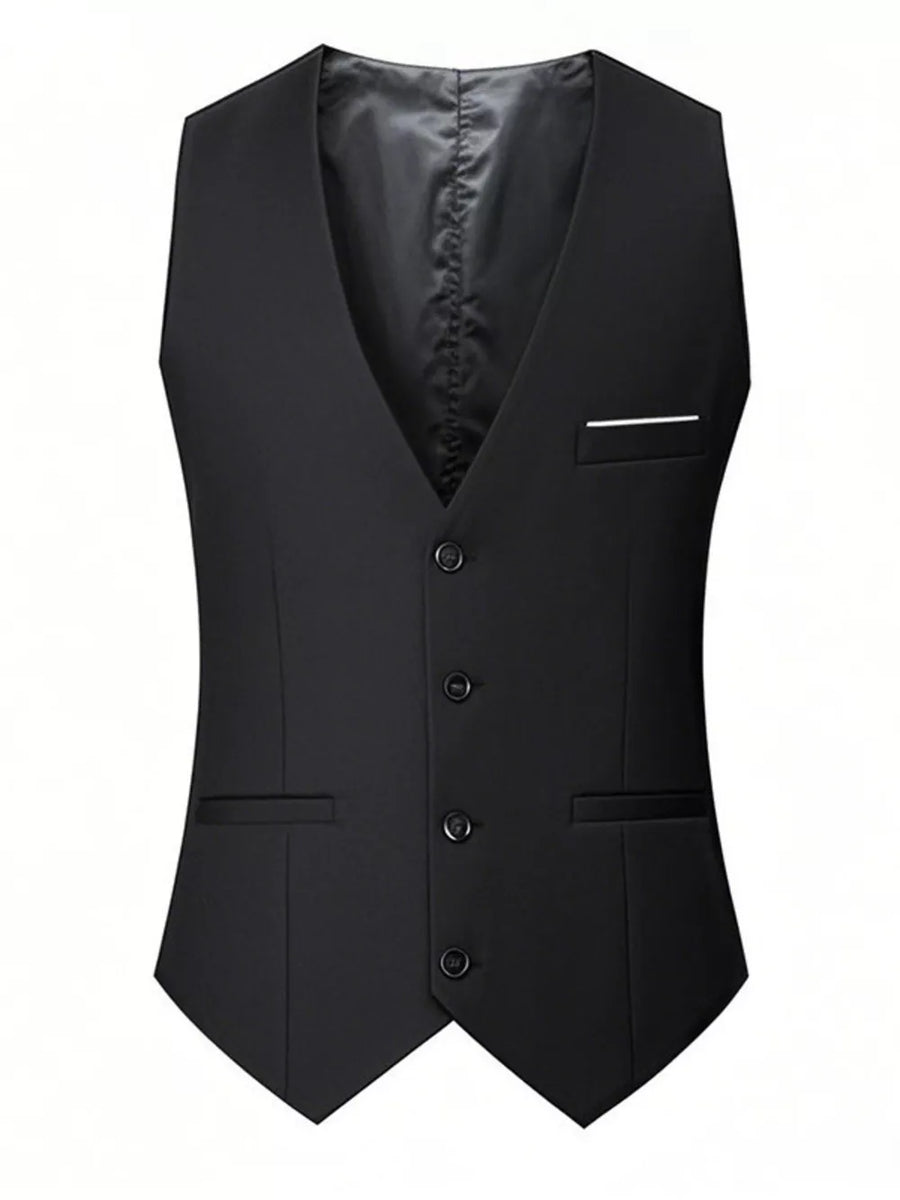White Men's Plus Size Classic Fit Button Up Vest