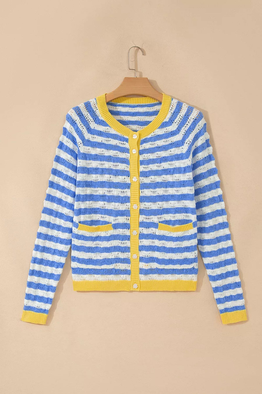 Button-down V-neck Knit Long-sleeve Top option 7