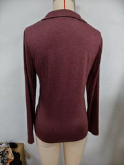 Slim Fit Long Sleeve Quarter-zip T-shirt in Dark Blue with zipper