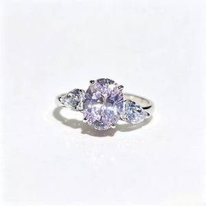 925 Sterling Silver Oval Cut Diamond Ring in Blush Pink with oval cut diamond