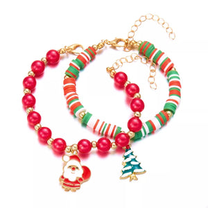 bracelet in red with striped and beaded
