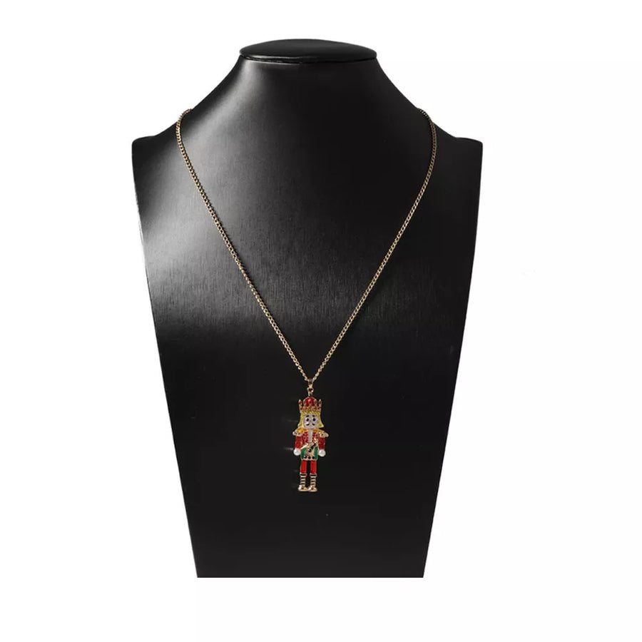 18k Gold-plated Nutcracker Pendant Necklace in white with pendant