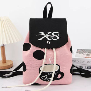 Floral Print Drawstring Backpack Bag in Blush Pink