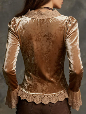 100% polyester Care instructions: Machine wash cold blouse in Brown with fitted silhouette