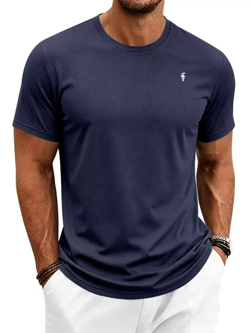 Men's Classic Fit Crew Neck T-shirt Plus Size in White