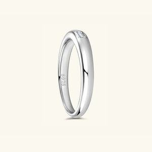 Silver baguette cut moissanite band ring with S925 stamp