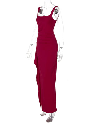 maxi dress in Navy Blue with square neck and spaghetti strap