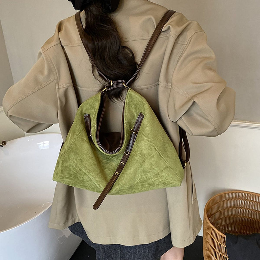 Contrast Straps Shoulder Bag in dark brown with adjustable straps