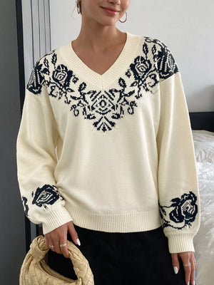 ivory pullover sweater with hip-length and pullover