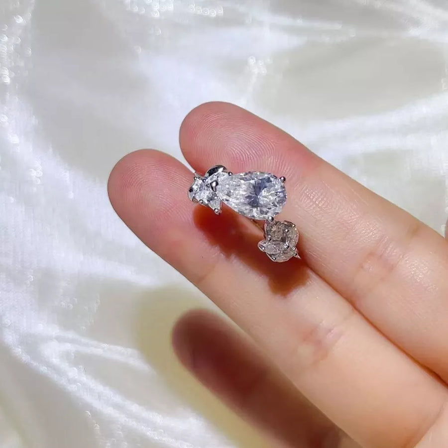 925 Sterling Silver 1 Carat Pear Cut Solitaire Ring in this colorway