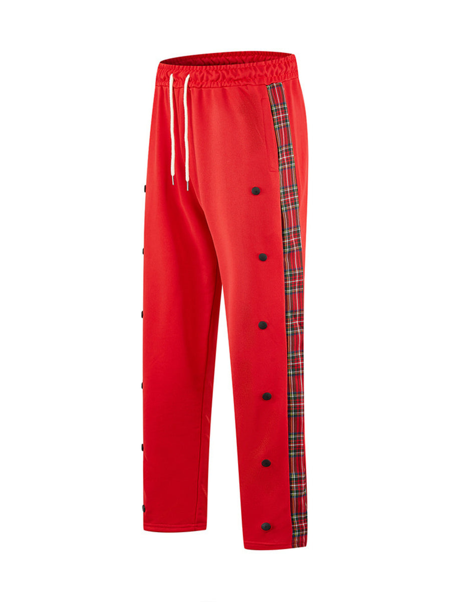 Men's Full Size Drawstring Plaid Side Stripe Pants, view 13