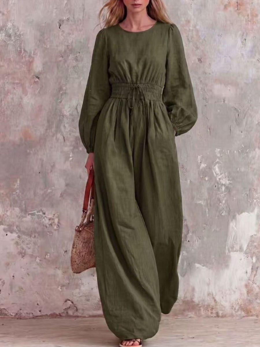 Dark Blue jumpsuit with tied and long sleeve