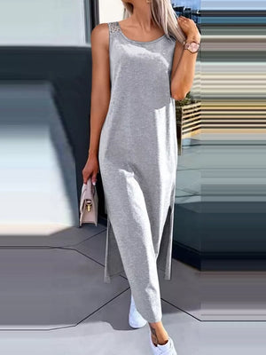 95%cotton, 5%spandex Care instructions: Machine wash cold maxi dress in Dark Gray with straight silhouette