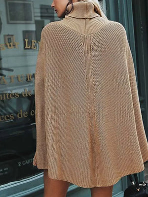 camel oversized poncho with turtleneck
