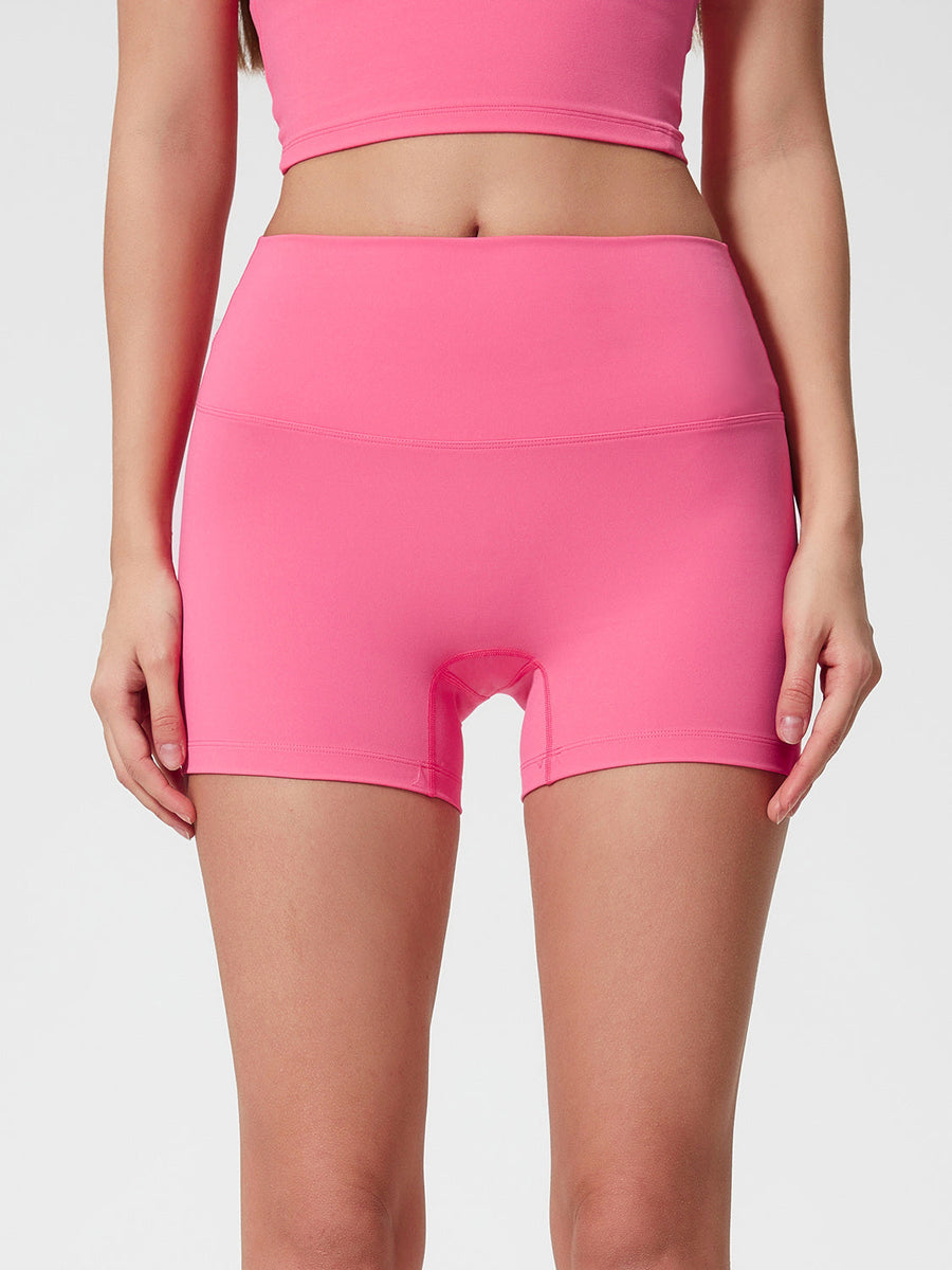 Nova Rise High-Motion Shorts in Fuchsia Pink, seamless high-waisted activewear shorts.