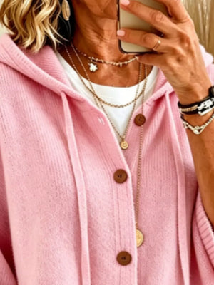 classic cardigan in Pink with hooded