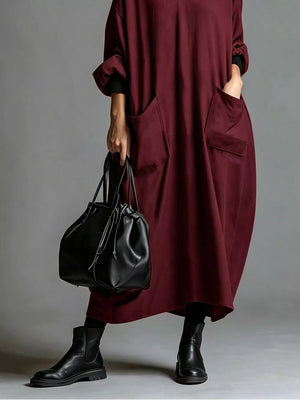 midi dress in White with oversized and midi
