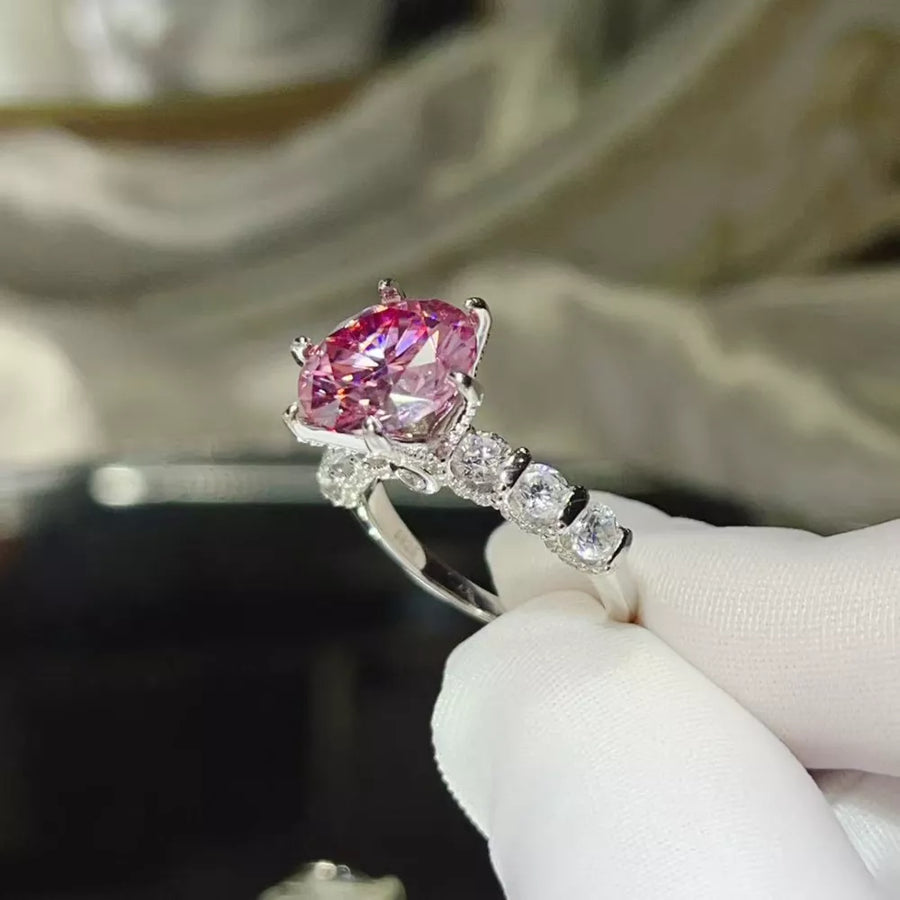 Platinum-Plated,925 sterling silver,Moissanite Carat weight: 5ct Care instructio ring in silver with ring silhouette