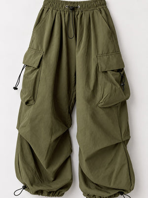 Polyester &amp cargo pants in Pink with relaxed silhouette