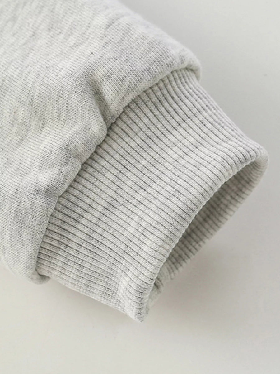 Light gray cotton crew sweatshirt cuff detail