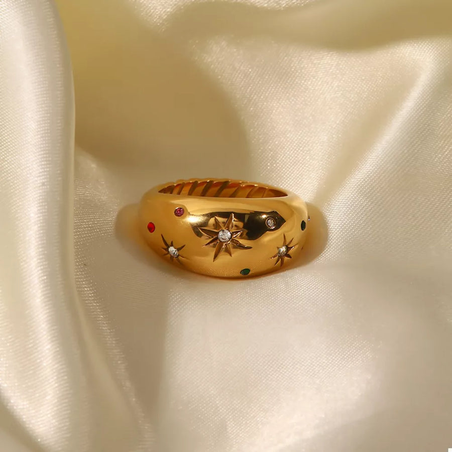 Gold ring featuring gold-plated and celestial