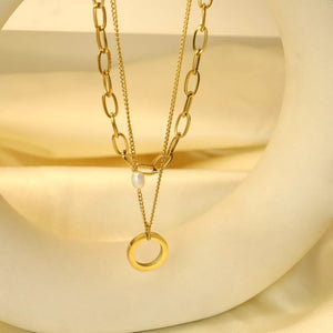 necklace in Gold with double layered and standard length