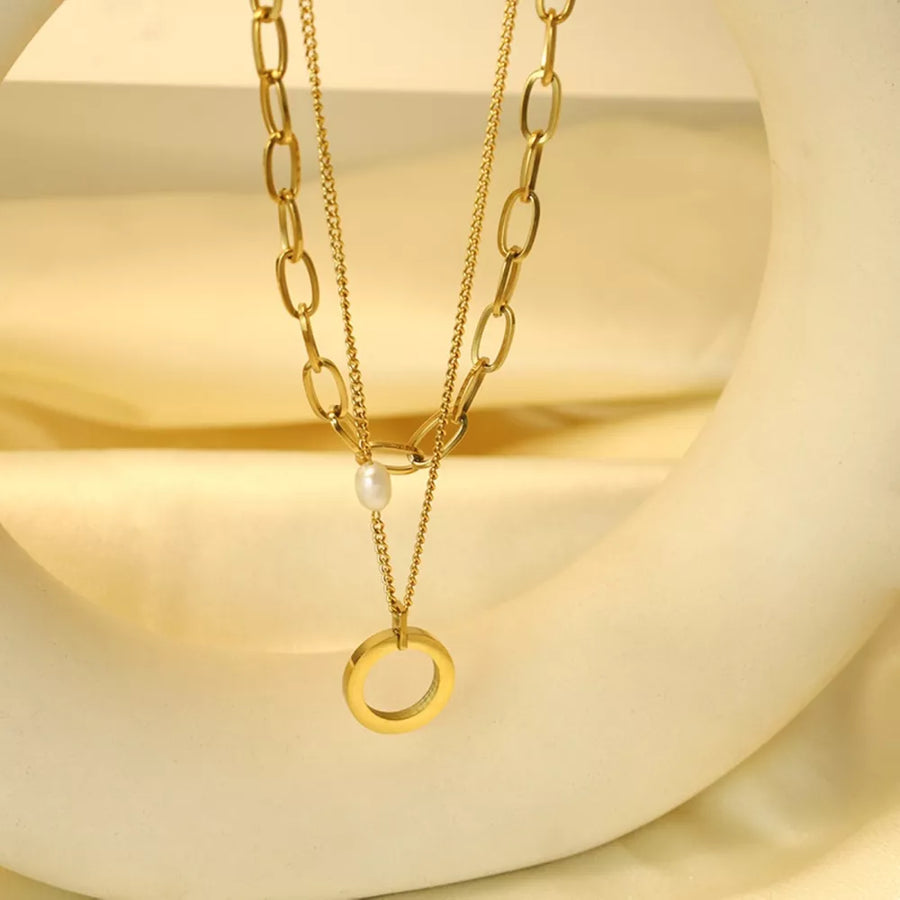 necklace in Gold with double layered and standard length
