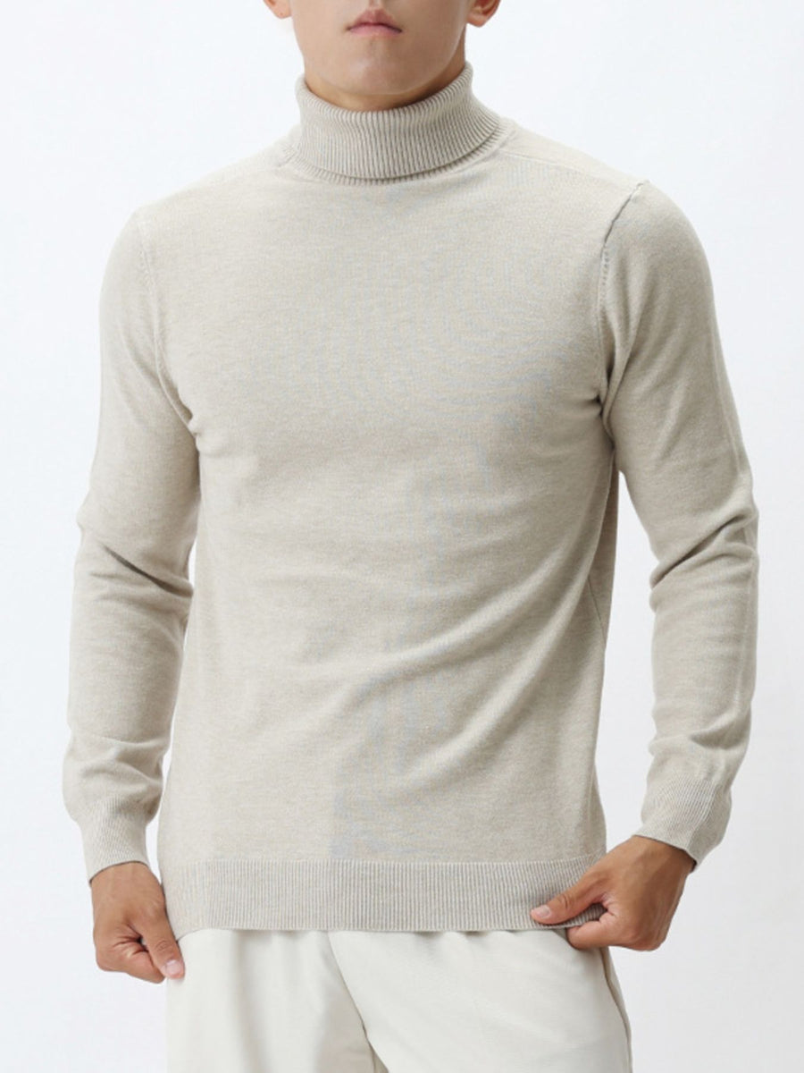 turtleneck sweater in light beige featuring thermal and slim fit