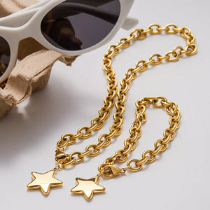 gold with necklace with star charm