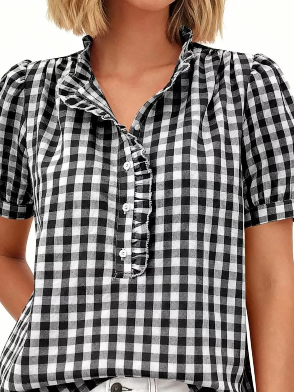 100% polyester Care instructions: Machine wash cold blouse in Black with relaxed silhouette