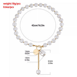18k Gold-plated Pearl Drop Necklace in gold