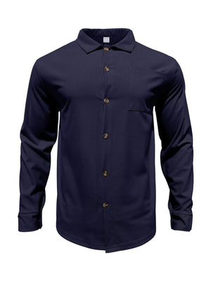 White Men's Full Size Button Up Long Sleeve Shirt And Pants Set