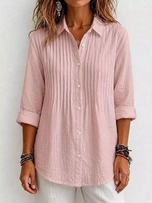 Men's Plus Size Long Sleeve Button-up Shirt in Pink