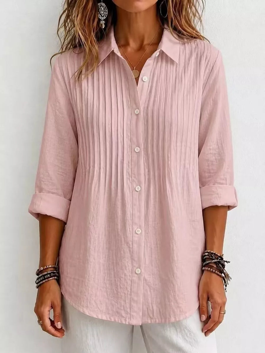 Men's Plus Size Long Sleeve Button-up Shirt in Pink