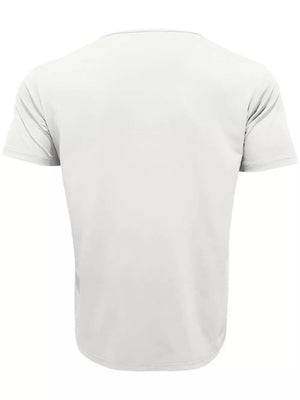 White Men's Full Size V-neck Pocket T-shirt