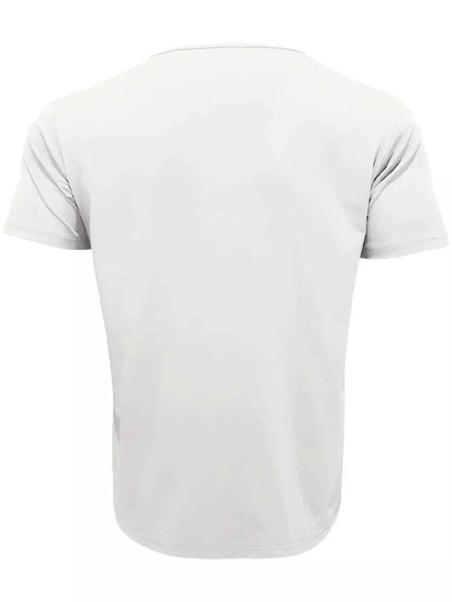 White Men's Full Size V-neck Pocket T-shirt