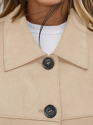 Button-down Cropped Jacket in Army Green with buttoned